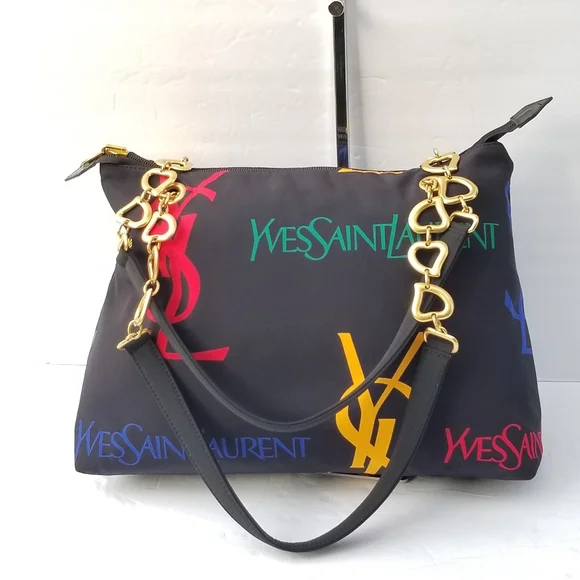 Gorgeous Vintage YSL Yves Saint Laurent Monogram canvas shoulder Tote handbag